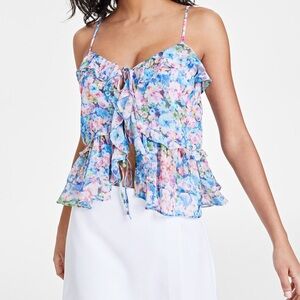 Bar III Printed Ruffled Sleeveless Tank Top NWT. Size M